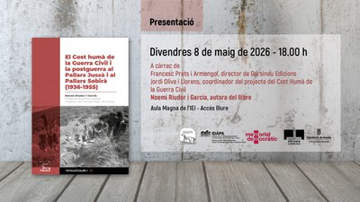 Cartell promocional: Presentació llibre El Cost humà de la Guerra Civil i la postguerra al Pallars Jussà i al Pallars Sobirà (1936-1955).