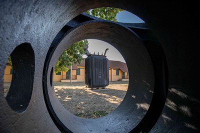 Peces exposades al jardí del Museu de l'Aigua de Lleida